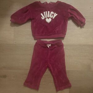 Juicy Couture Maroon Velour Tracksuit with Glitter Logo
